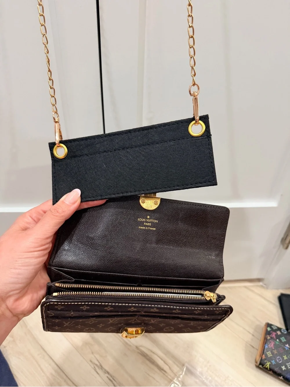 Louis Vuitton Monogram Idylle Pattern Sarah Wallet w/ removable crossbody insert